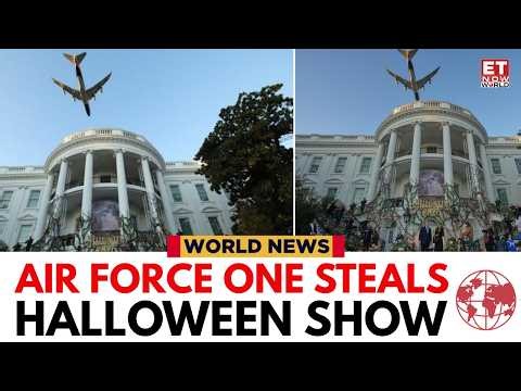 Air Force One Stuns White House Halloween Crowd With Dramatic Flyover as Trump Hands Out Candy