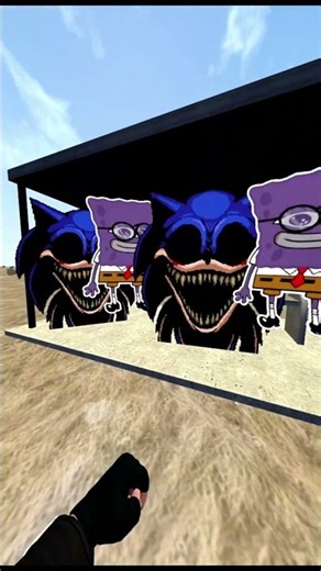Sonic Exe and Purple Spongebob Nextbot Chase on Desert Road