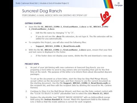 Shelly Cashman Word 365 | Module 6: End of Module Project 2