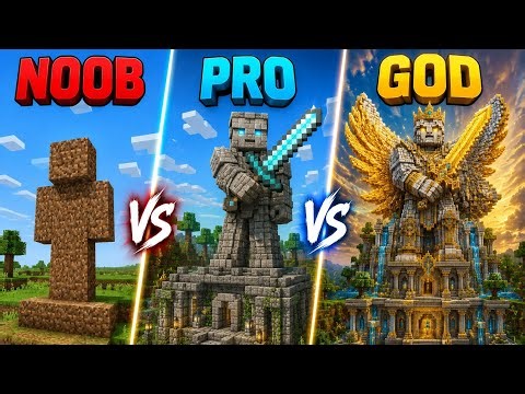 Minecraft Noob vs Pro vs Hacker vs God Statue Build Battle!