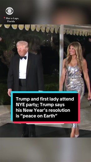 President Trump and first lady Melania Trump attended a New Year’s Eve party at Mar-a-Lago on Wednesday night. On the red carpet, when asked if he had a New Year’s resolution, Trump told reporters it’s “peace on Earth.” #newyears #nye #2026 #trump #news