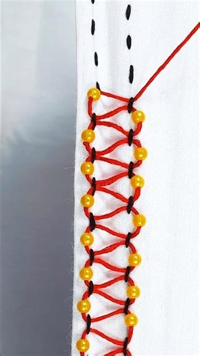 Easy lace design with needle🪡♥️#borderline #embroidery #highlights