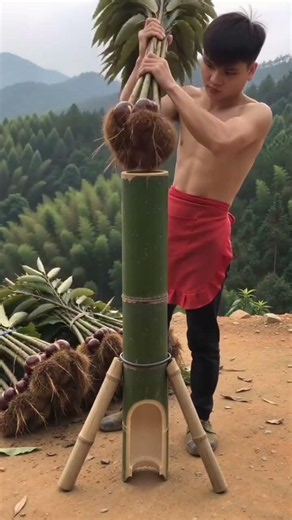 🌰🎋 Clever Bamboo Tool for Fast Chestnut Threshing