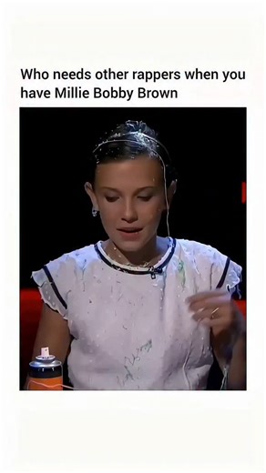 Struggler on Instagram: "She nailed it 🔥 Follow @viral_trends.01 for more ❤️ Millie Bobby Brown gained viral fame for her impressive rapping of Nicki Minaj's verse from the Kanye West song "Monster," showcasing her hidden talent on The Tonight Show Starring Jimmy Fallon in 2016. She performed it multiple times, including at Salt Lake Comic Con that year and in a Stranger Things Season 1 recap rap on the same show. In 2025, she reminisced about the moment during another Fallon appearance, highli