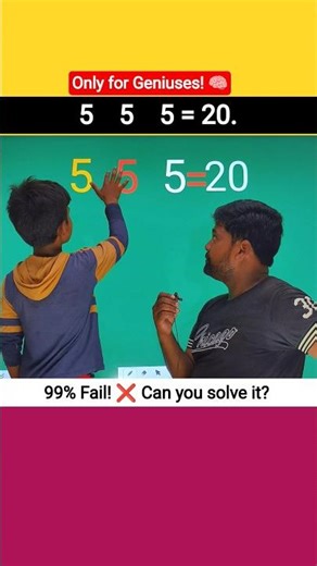 The 5+5+5=20 IQ Test ⚡!How to fix 5 5 5 = 20? 😱 #BrainTeaser #Logic #MathPuzzle