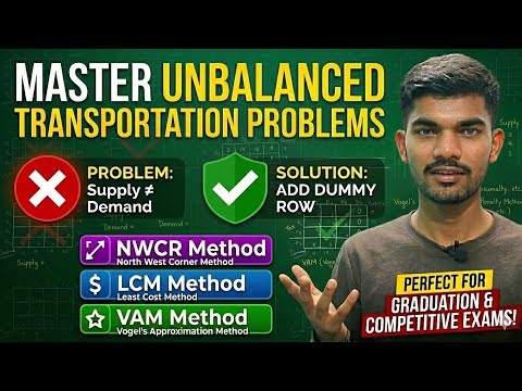 Unbalanced to Balanced Transportation Problem | NWCR, LCM,VAM #transportationproblem #statistic #bsc