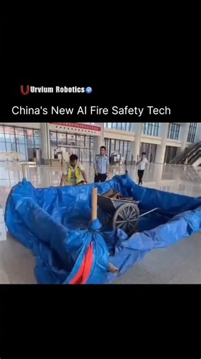 Urvium Robotics - Robotics News and Updates on Instagram: "China is rethinking fire safety, and AI is playing a big role. 🇨🇳🔥 In a controlled test, researchers started a fire inside a large building. Within seconds, AI-powered sprinklers picked up the heat, locked onto the flames, and released a focused blast of water—putting the fire out almost immediately. Technology like this could completely change how we prevent disasters, allowing buildings to sense danger and respond on their own befor