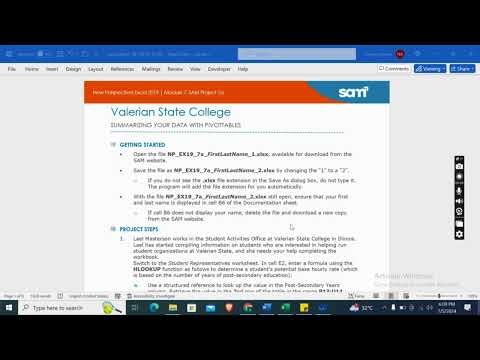 New Perspectives Excel 2019 | Module 7: SAM Project 1a Valerian State College #newperspectives