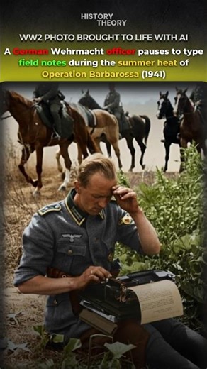 WW2 Photo Brought to Life: German Officer Writes Field Notes In The Heat Of Operation Barbarossa