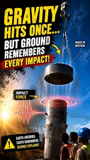 Gravity Hits Once… But The Ground Remembers Every Impact! 🤯🏗️ | Pile Driving Physics #shorts