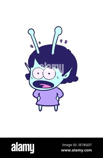 shivering motion animation of cartoon shocked alien girl image Stock Video Footage - Alamy
