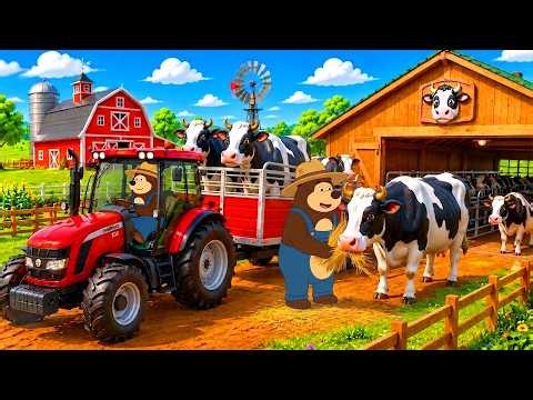 Farmer & Tractor: Transporting Dairy Cows Back to the Barn 🐄🚜 | Real Farm Animation