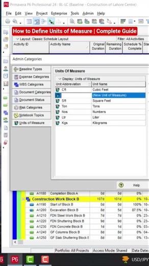 How to Define Units of Measure | Complete Guide #primaverap6 #primavera