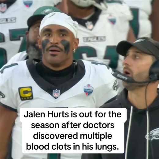 Breaking: #JalenHurts will be out for the season after doctors discovered multiple blood clots in his lungs, per a statement from the team and his agent. #eagles #nfl #espnsocial