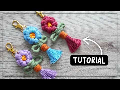 Llavero de macrame: Flor 🌸 Patrón paso a paso para principiantes | DIY Tutorial macrame 364