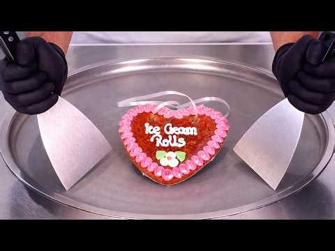 Valentine Gingerbread Heart - Ice Cream Rolls | Satisfying Visual ASMR