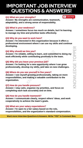 9 Most Important and Common Interview Questions and Answers