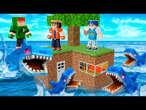 AMIGOS SOBREVIVEM EM UMA ILHA DE TUBARÕES NO MINECRAFT!!