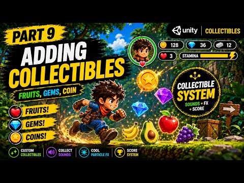 Coins Gems Collectibles (Part 9)| Unity 2.5D Game Development Course | Complete Game from Scratch