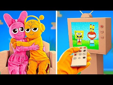 Cardboard Living Room For Sprunki 🥰📦 *Building A Whole House Out Of Cardboard*