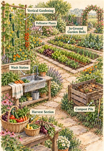 Part 4 continues: Plan Your Garden Layout 🌱 Before you plant, sketch it out! Map your beds, paths, herbs, flowers, and vegetables so every plant has a place to grow. A little planning now can make planting—and tending—easier later. #StockUpGuide #GardenLayout #GardenPlanning #GrowAtHome #KitchenGarden