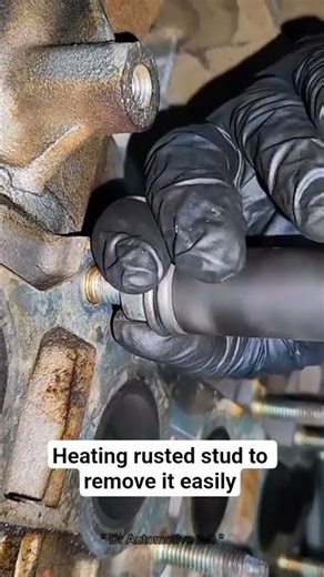 Heating rusted stud to remove it easily