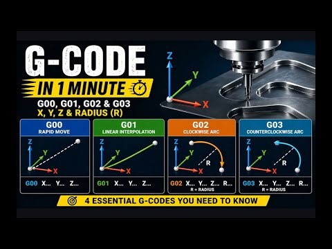 G-Code Explained in 60 Seconds — G00, G01, G02, G03 | CNC Basics