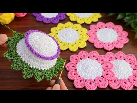 3 in 1 Everyone Loves This! 😍 Colorful Crochet Flower Coasters | Easy Motif Tutorial