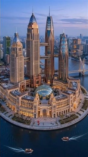 Futuristic Mega City by the Water 🌆 | Luxury Skyscrapers & Modern Architecture 4K