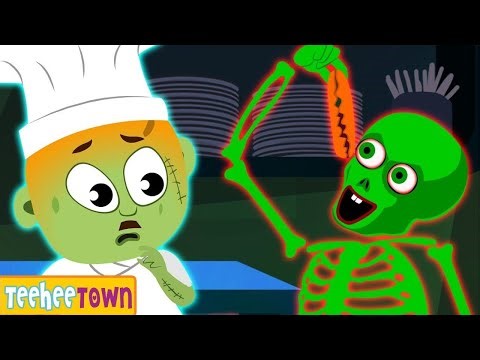 🔴 Halloween Party - Five Skeletons Cooking Pizza | Spooky Scary Songs By Teehee Town
