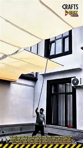 Manual Shade Canopy Extension and Pole Hook Technique #dailywork #homeimprovement