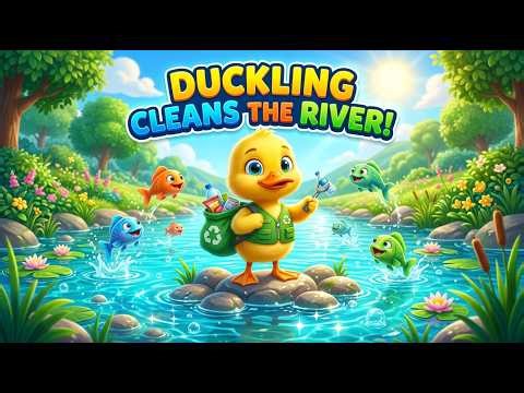 Duckling Cleans the River 🦆💧 | Kids Learn to Protect the Earth!