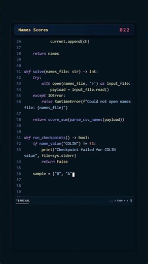 Project Euler #022: Names Scores | Python #coding #python #programming