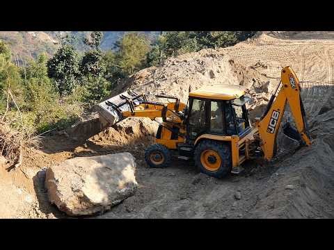 JCB Backhoe Loader - Hilly Road Construction - Excavator and JCB Cutting Hilly Road - Dozer Video 22