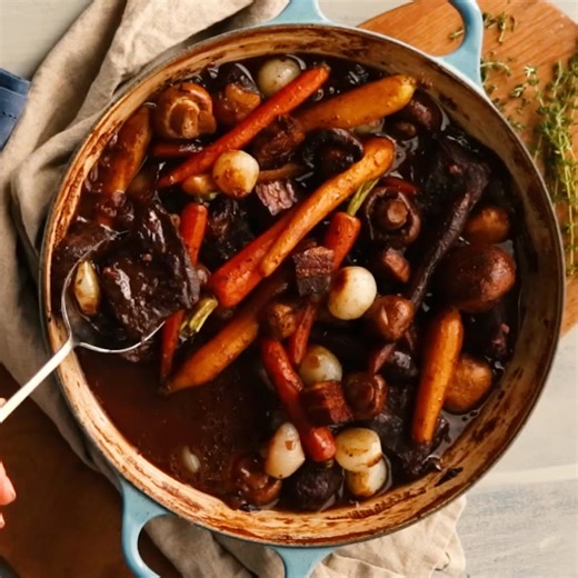 This quintessential recipe for Beef Stew in Red Wine Sauce from Jacques Pépin relies on robust red wine for the deep-flavored sauce. GET THE RECIPE: bit.ly/3Va34Me | Food & Wine