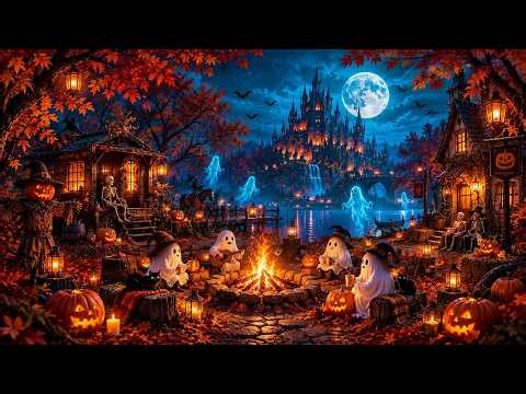 Cozy Haunted Halloween Village 🎃 Relaxing Halloween Ambience 👻 Spooky Sounds, Best Halloween Music