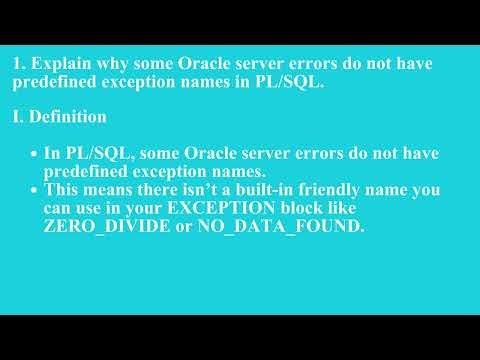Handling Non-Predefined Oracle Server Errors | Q4 Oracle L13 P1 | SMILE ROAD
