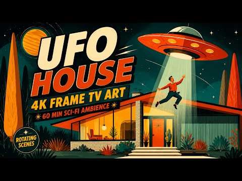 UFO Beam Abduction 4K Frame TV Art & 1950s Sci-Fi Space Jazz | 60 Minute