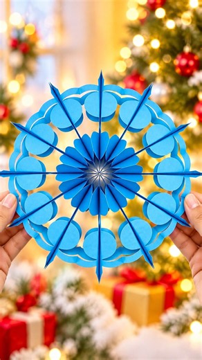 Create this beautiful 3D paper snowflake for Christmas using simple paper! ❄️🎄