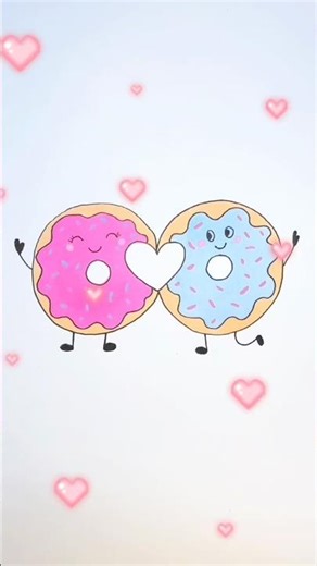 Super cute donut couple step-by-step 🍩💕 #shorts #kids #donuts