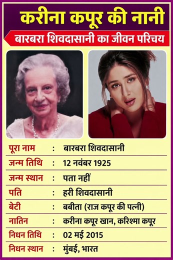 करीना कपूर की नानी बारबरा शिवदसानी का जीवन परिचय‼️ biography of Barbara Shivdsani#ytshorts #gk#news