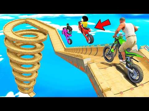 SHINCHAN AND FRANKLIN TRIED THE IMPOSSIBLE GIANT MULTI SPIRAL MEGA RAMP PARKOUR CHALLENGE GTA 5