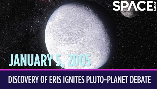 On January 5, 2005, astronomers at NASA discovered Eris, the second-largest dwarf planet in the solar system. Space History Archives👉 https://space-com.visitlink.me/5osI5c Eris is just slightly smaller than Pluto, and it orbits the sun about three times farther than Pluto. NASA first thought that Eris was bigger than Pluto, and they originally described Eris as the 10th planet in the solar system. But the International Astronomical Union, or IAU, wasn't too thrilled about adding Ceres to the li