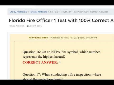 Florida Fire Officer 1 Test with 100% Correct Answers