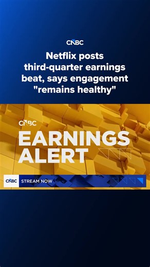 #Netflix reported third-quarter earnings per share that surpassed Wall Street expectations and revenue that was in line. ⠀ The streaming giant in its shareholder letter said, “We know there’s some investor concern about our view hours growth,” but added, “engagement — which encompasses quantity, quality and variety of viewing — remains healthy.” ⠀ Read more at the #linkinbio or the link on screen. #CNBC