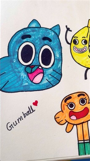 Drawing Gumball, Darwin & Banana Joe! 🎨🖌️#shorts #gumball #gumballfans #cartoonnetwork