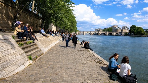 Peaceful riverside scenes on a Sunday in Paris (4K)