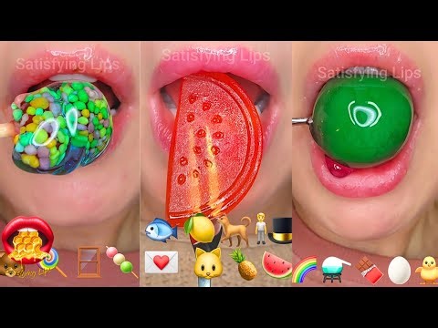 1 Hour For Sleep Relaxing ASMR Satisfying Eating Emoji Food Challenge