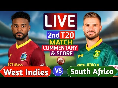 South Africa vs West Indies Live | SA vs WI 2nd T20 Match | WI vs SA | Live Score & Commentary