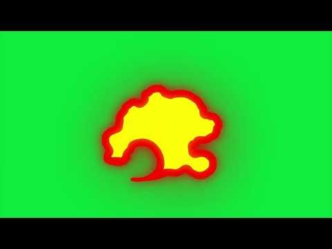 Fire ElementsCartoon Fire Puff Green Screen Impact Burst